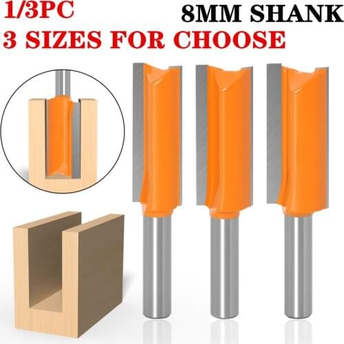 1-3pcs 8mm Shank Cleaning Bottom Router Bit Straight End Mill Trimmer Cleaning Bit Woodworking Tenon Cutter Tools