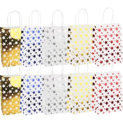 10PCS Gift Bags Set Multipurpose Gilding Star Decorative Gift Tote Bag Paper Gift Bag Party Supplies