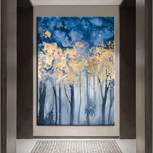 100% Handpainted Gold Leaf Tree Abstract Oil Painting On Canvas Living Room Home Wall Pictures Modern Wall Art Paintings