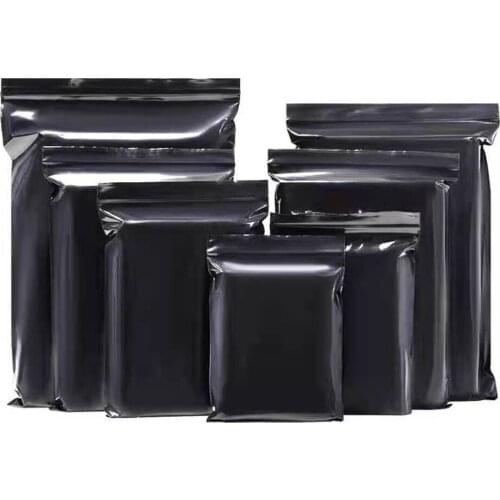 100Pcs Black PE Plastic Zip Lock Resealable Bag Self Zipper Grip Seal Reclosable Reusable Gift Craft Small Accessories Pouches