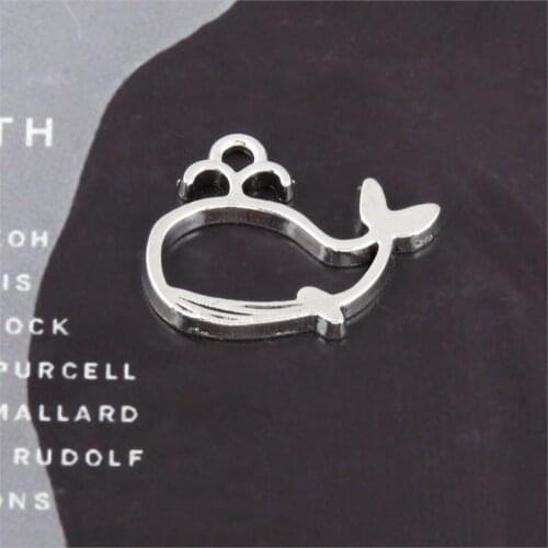 25Pcs Silver Color Lovely Spray the whale Blows Charms Making Sea Pendant Necklaces Bangle Jewelry Supplies 20X16mm A3274