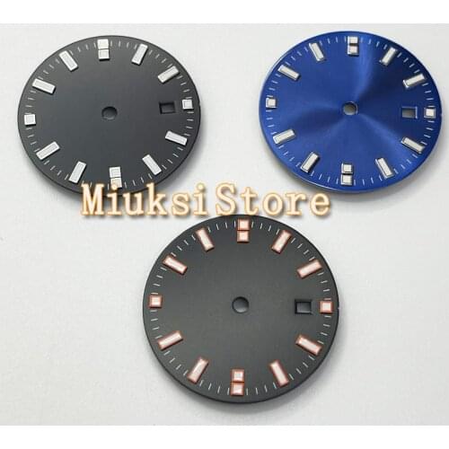 31.5mm black blue dial green luminous Orange mark fit Miyota 8205 8215 821A Mingzhu DG 2813 3804 ETA 2836 2824 movement