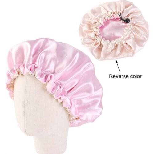 Kids Double Layer Satin Bonnet Adjustable Sleep Night Cap Turban Hat Chemo Cap