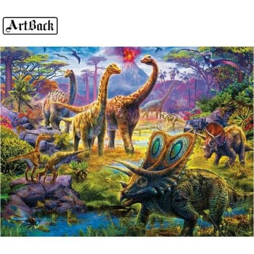ARTBACK 50x65cm Jurassic World Animals 5d Diamond Painting Many Dinosaurs Full Square Diamond Cross Stud Diamond Mosaic Stickers