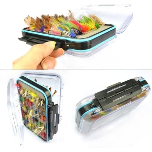 Outdoor Water Fishing Box 64pcs Fly Hook Set Fly Fishing Bait Transparent Fly Fishing Box