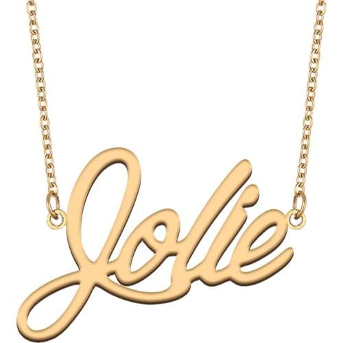 Jolie Name Necklace for Women Stainless Steel Jewelry 18k Gold Plated Nameplate Pendant Femme Mother Girlfriend Gift