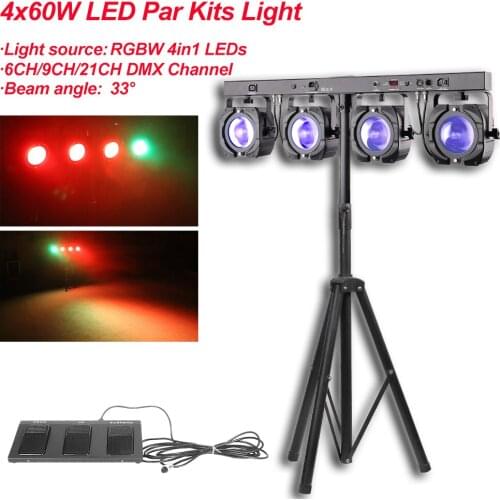 LED Flat Par Kits Light 4x60W RGBW 4IN1 Four Head Par Stage Light DMX512 Dj Equipment For Birthday Party Disco Decoration