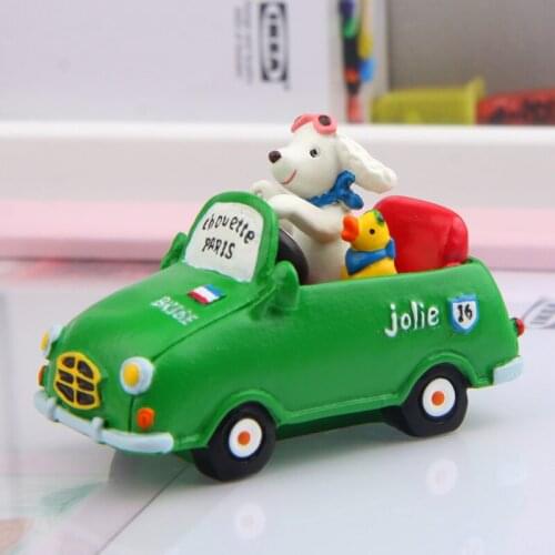 Hot Sale Zakka Puppy By Car Resin Kawaii Dog Action Figures Toys Micro Landscape Decoration Props Children Toys