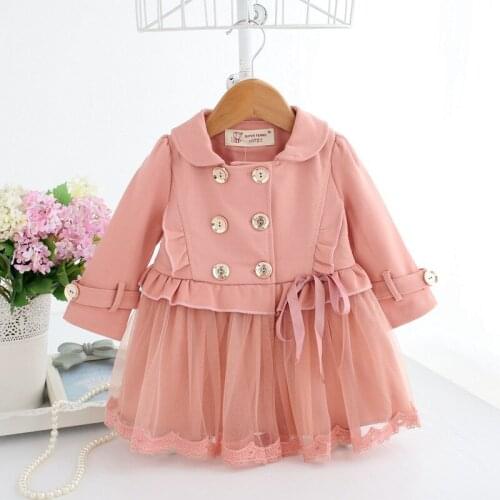 2020 Baby Girl Infant Fashion Trench Coat Jackets Sweet Girl Toddlers Tutu Mesh Dress Bebes Clothes