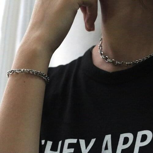 Jewelry Set For Women Cuban Curb Link Chain Knot Necklaces Bracelets Length Adjustable Wholesale Gifts Stainless Steel LDS20