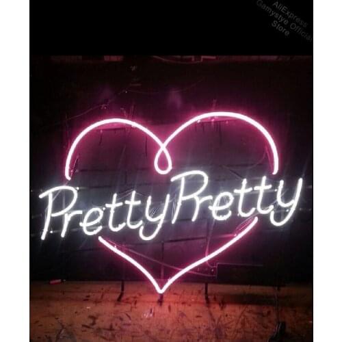 Gamystye neon Pretty with heart Neon Bulbs Sign Neon Light Sign for Home bud light neon sign Glass Display Boards Tube Neon Shop