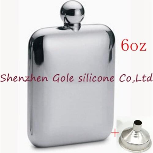 25pcs Stainless Steel Hip Flask 6oz/170ml Outdoor Portable Hip Flask Mirror Polished Wine Pot Alcohol Flagon with Funnel