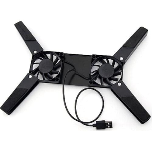 Laptop Desk Support Dual Cooling Fan Notebook Computer Stand Foldable USB Rack Holder Black Heat Dissipation