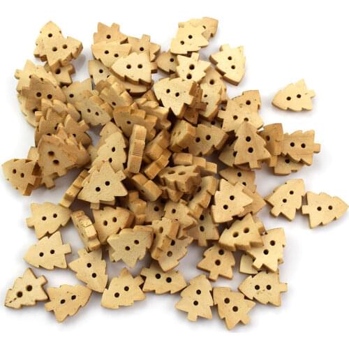 300PCS 2 Holes Christmas Tree Snowflake Heart Mixed Decorative Wood Buttons 2 Holes Nature Wooden Sewing Button DIY Crafts