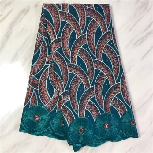 Swiss Pure Cotton Lace Fabric New Heavy Beaded Embroidery African 100%Cotton Fabric Swiss Voile Lace Popular Dubai Style PLC199