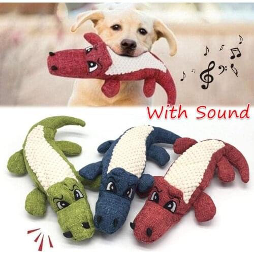 Pet Dog Toy Linen Plush Crocodile Chew Squeaky Noise Toy Dog Cleaning Teeth Puppy Sound Interactive Toys For Dogs Pet Supplies