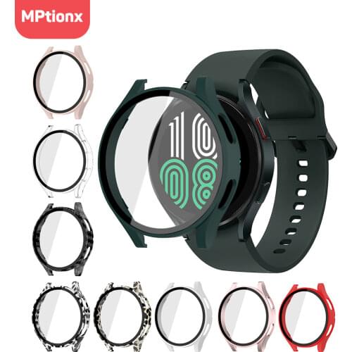 Tempered Glass+Matte Watch Cover for Galaxy Watch 4 Case 44mm 40mm,All Around Coverage Protective Bumpers for Galaxy Watch 4