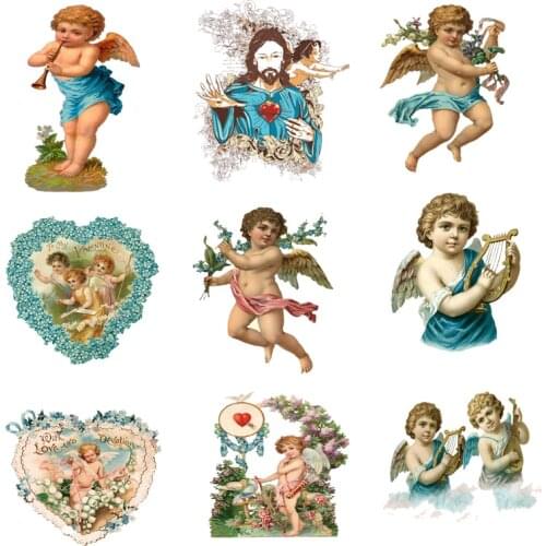 Iron on Transfer for Clothing Thermo-stickers for Children Diy Angel Patch Textile Vinyl Stripes Thermotransfer for Clothes C
