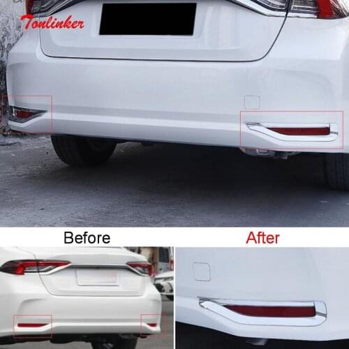 Tonlinker Exterior Car Rear Bumper Foglight Cover Sticker for Toyota Corolla 2019-20 Car Styling 1/2 PCS Metal Cover Sticker