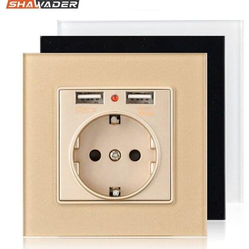 Smart Outlet Dual USB Port Wall Socket Charger Adapter EU Standard Electrical Plug Socket 16A Power Wall Outlet