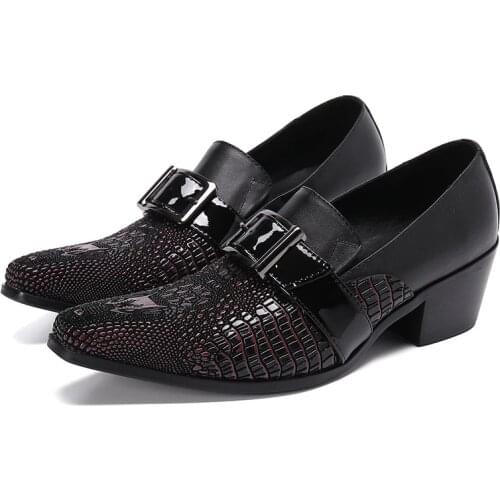Italian High Heels Fashion Handmade Mens Crocodile Leather Shoes Business Dress Suit Men Shoe Zapatos Mujer Best Gifts Men