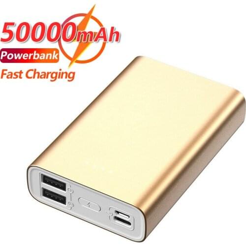 50000mAh Mobile Power Bank Portable One-way Large Capacity Fast Charging 2USB External Battery Charger for Samsung IPhone Xiaomi