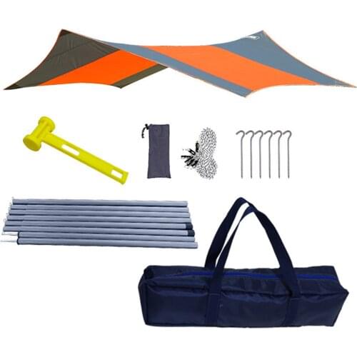 Hexagon Rain Fly Tent Camping Waterproof Tarp Hammock Tarp Rain Fly Picnic Mat With Carry Bag Outdoor Awning Beach Shelter