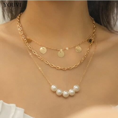 YOUVI Boho Baroque Pearl Chain Necklace for Women Goth Aesthetic Vintage Collier Femme Fashion Summer Jewelry Charm Choker