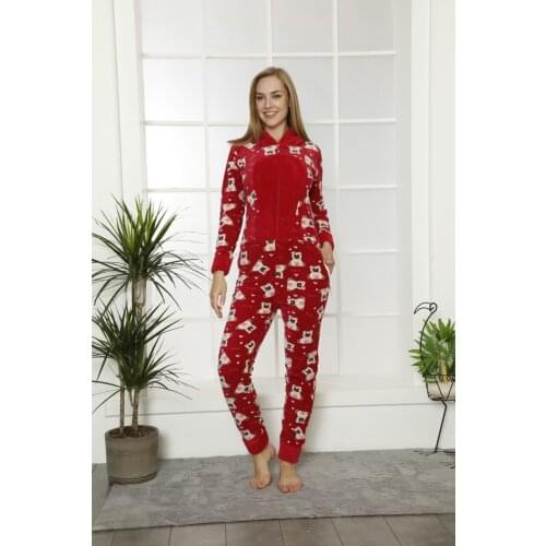 Women Welsoft Fleece Jumpsuit Burgundy 20013