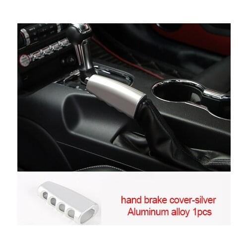For Ford Mustang 2015-2020 Aluminum alloy Leather material handbrake cover silver 1pc