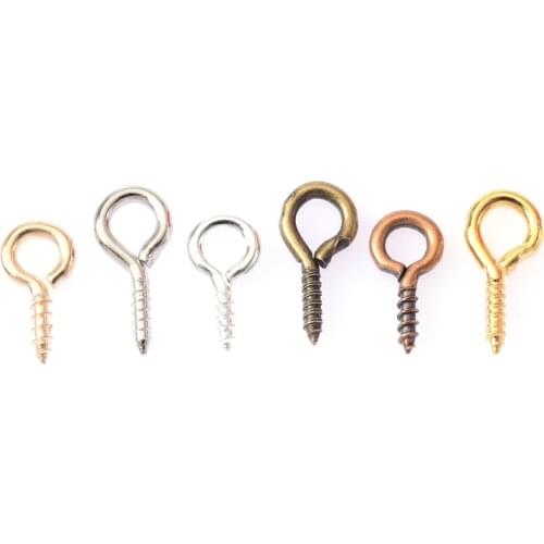 200Pcs/Lot Small Sheep Eyes Nail Screw Jewelry Accessory Golden Silver Color Claw Nails Beaded Pendant DIY Jewelry Accessories