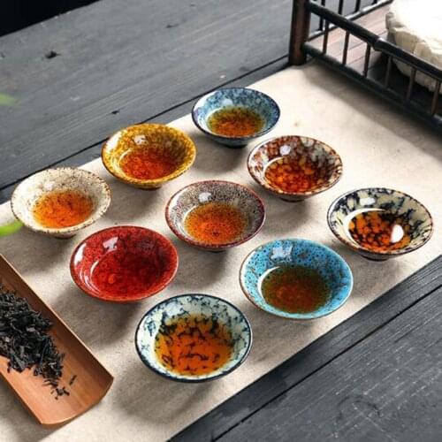 2pcs/set 65ml Kiln Change Tea Set Kitchen Drinking Teahouse Supply Porcelain Bowl Tea Cup Ceramic Teacup Drinkware