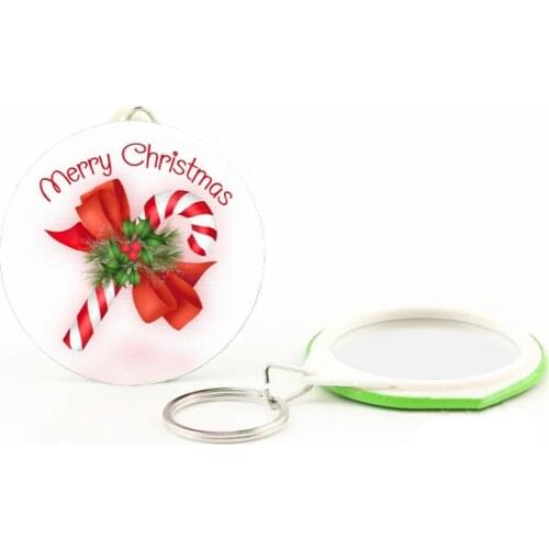 30pcs Personalized keychain christmas with mirror custom LOGO name date Gala Favors party Gifts birthday Wedding Souvenirs