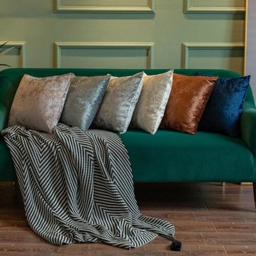 Ice Velvet Throw Pillow Cover Square Solid Color Home Sofa Cushion Cover Household Supply Without Core Pillow Cover Decorative