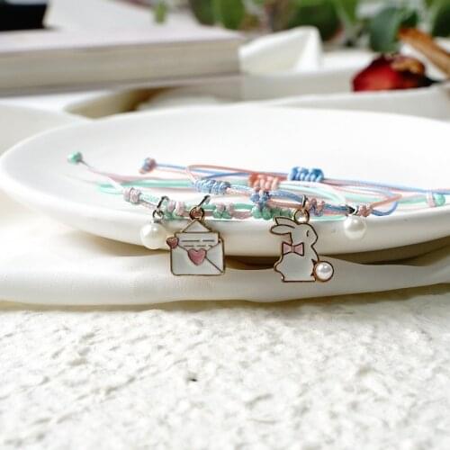 Cartoon Bunny Beads DIY Bracelet Couple Best Friend Bracelets for Women Gift Jewelry Wholesale #YXSL16 Charm Bracelets Unisex