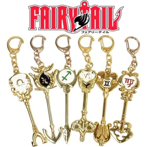 Anime Fairy Tail Lucy Key Keychain Zodiac Star Spirit Magician Summons Key Twelve Constellation Key Chains Cosplay Gifts