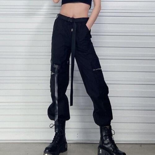 2021 New Fashion Cargo Pants Women Black Pockets Trousers Women Plus Size Pants Comfortable Polyester Cloth Versatile Clothes