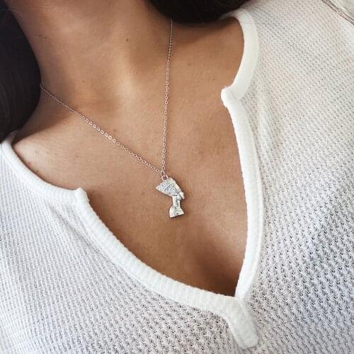 Egyptian Queen Nefertiti Pendant Necklaces for Women Men Jewelry Gold Color Wholesale Jewellery African Gift