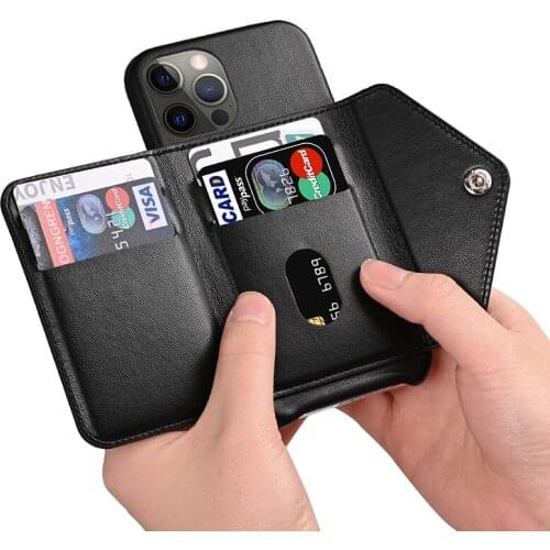 Leather Case for iPhone 12 11 Pro Max Card Holders Wallet Phone Case for iPhone Xs Max XR X 8 7 Plus SE 2020