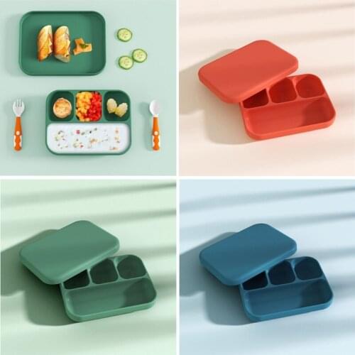 Baby Non-slip Dinner Plate Waterproof Dish BPA-Free Baby Bowl Silicone Food Feeding Tableware