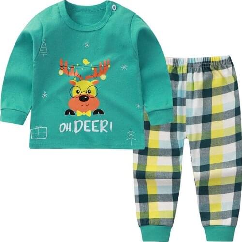 1 2 3 4 Years Old Kids 2 Piece Set Leisure Home Wear Clothes Toddler Girls Outfits Autumn Pure Cotton Baby Sets Winter Nightgown