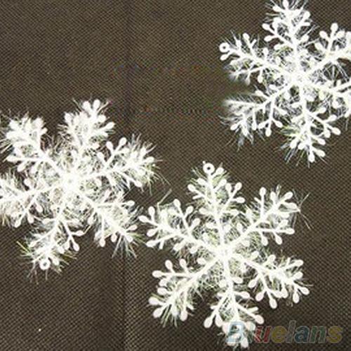 30 Pcs White Snowflake Artificial Christmas Festival Party Home Decor Ornaments