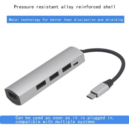 Type-C USB 3.0 Hub With Power Supply 3.1 Splitter Docking Station 1 Drives 4