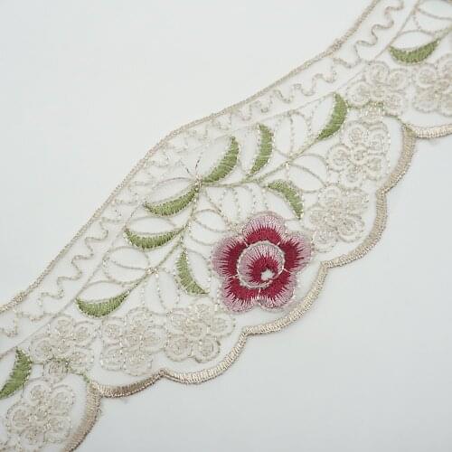 2 meters Lace Trim Embroidery Flower Ribbon for Sofa Curtain Trimmings Mesh Dress Edge Costumes Lace Fabric 9 cm Cusack DIY