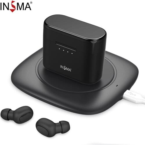 INSMA Mini TWS In-ear bluetooth 5.0 Earphone Sports Hi-Fi Stereo True Wireless Earbuds Binaural Support QI Charging Ear Buds