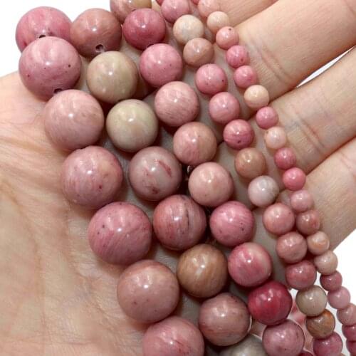 Natural Red Rhodonite Stone Round Spacer Loose Beads For Jewelry Making Charm DIY Bracelets Necklace Accessories 4 6 8 10mm