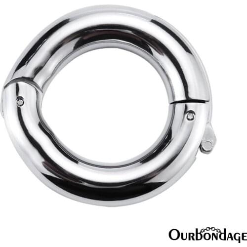 Ourbondage 2 Size Stainless Steel Adjustable Penis Ring Stretcher Scrotum Pendant Restraint Penis Traning For Men Gay Sex Toy