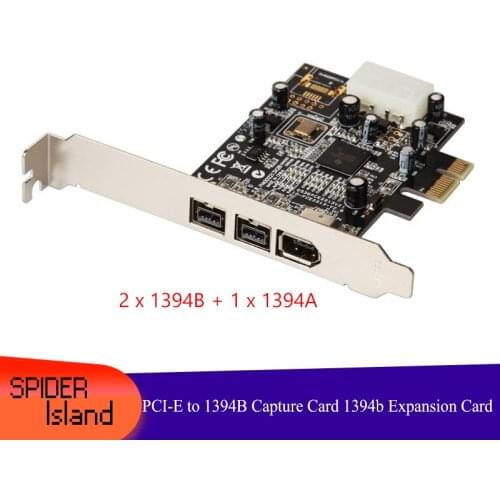 PCIe 1.1 x1 Card PCI Express 3 Port Firewire 1394B & 1394A PCIe 1.1 x1 Card TI XIO2213B Chipset 1394 Cable Video Capture Card