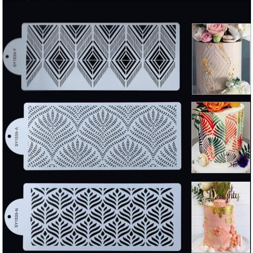 DIY Bohemian Style Plastic Sugar Sieve Mold Fondant Printing Mold Hollow Wedding Cake Edge Decoration Template Baking Tools