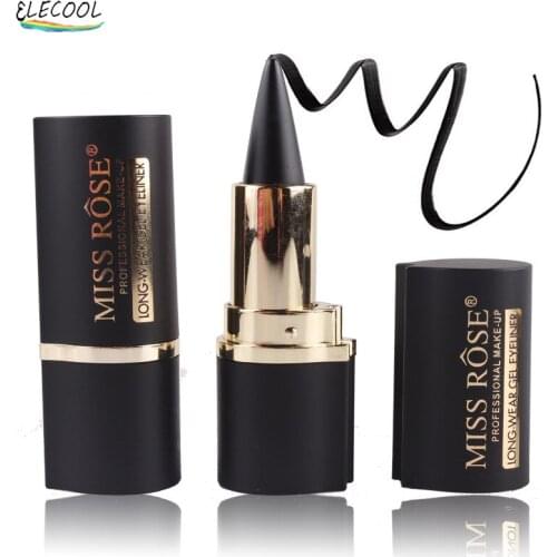 ELECOOL Makeup High Level Black Tube Eyeliner Cream Portable Natural Black Eye Liner Pen Waterproof Long-lasting Easy To Wear